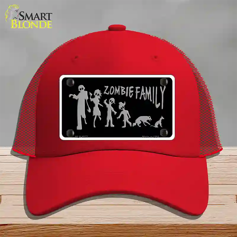 Zombie Family Black Novelty License Plate Hat Mesh / Red