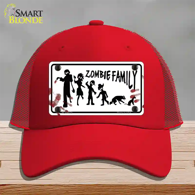 Zombie Family White Novelty License Plate Hat Mesh / Red