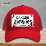 Danger Zombies Inside Novelty License Plate Hat Mesh / Red