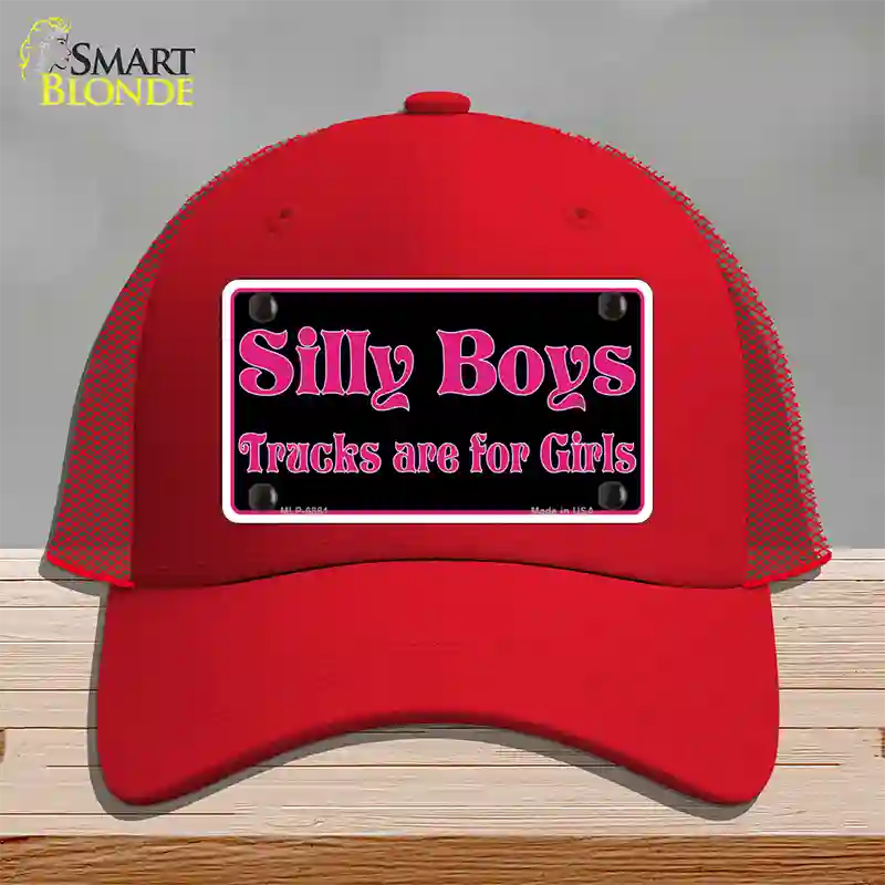 Silly Boys Trucks For Girls Novelty License Plate Hat Mesh / Red