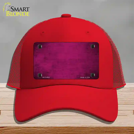 Pink Oil Rubbed Solid Novelty License Plate Hat Mesh / Red