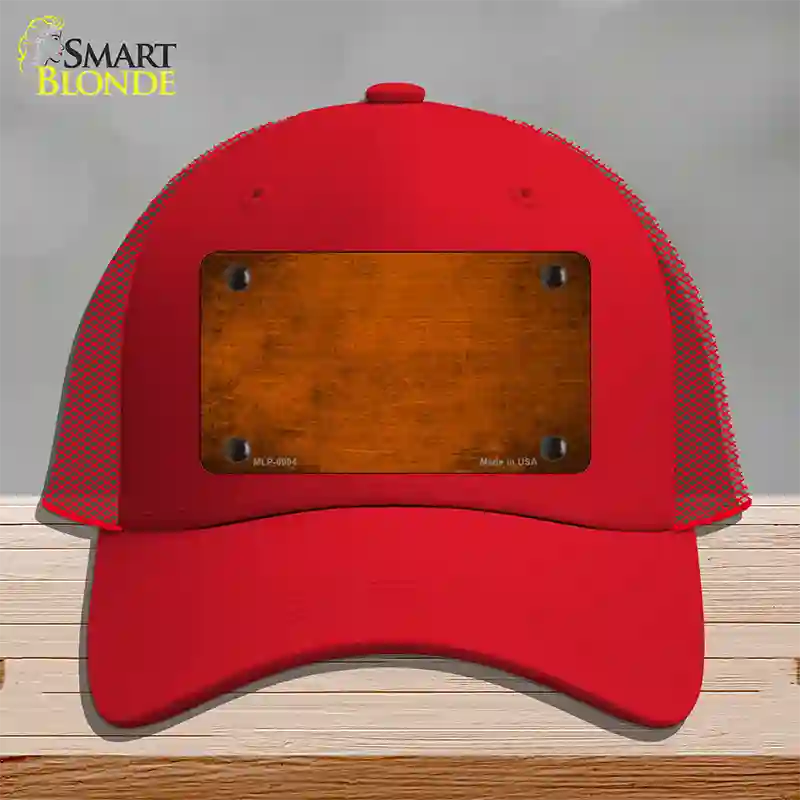 Orange Oil Rubbed Solid Novelty License Plate Hat Mesh / Red