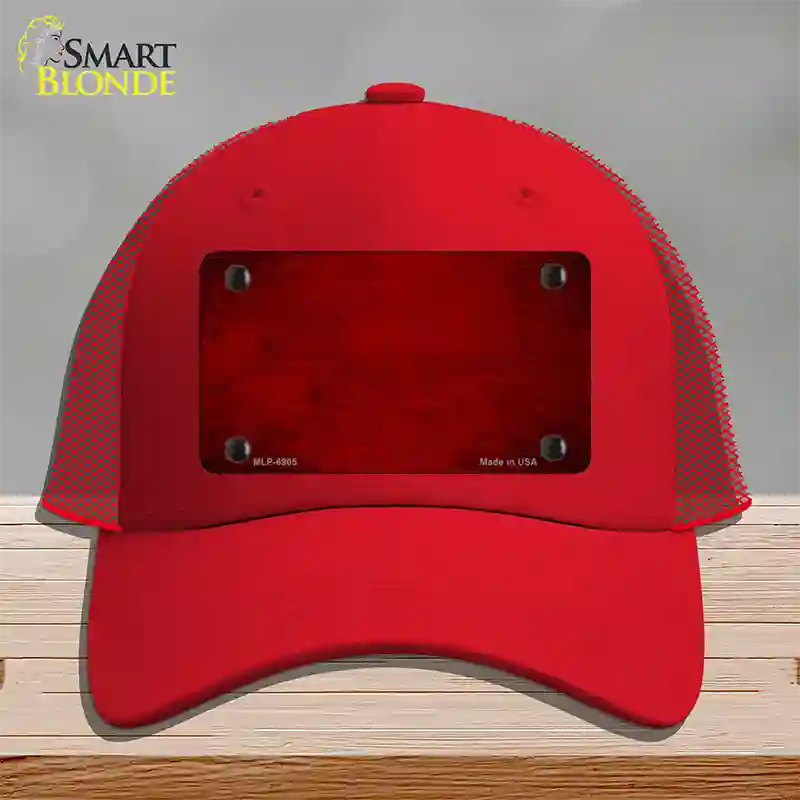 Red Oil Rubbed Solid Novelty License Plate Hat Mesh / Red