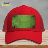 Lime Green Oil Rubbed Solid Novelty License Plate Hat Mesh / Red