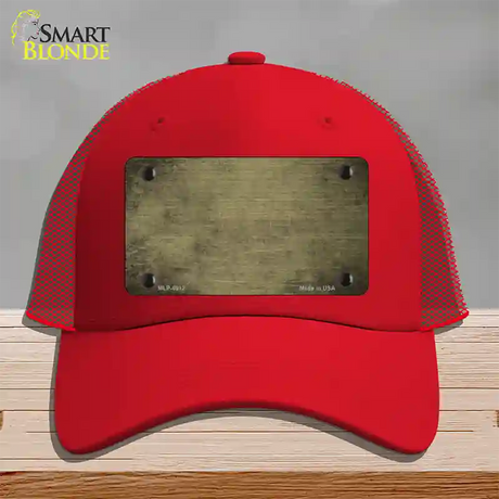 Gold Oil Rubbed Solid Novelty License Plate Hat Mesh / Red