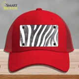 Black White Zebra Oil Rubbed Novelty License Plate Hat Mesh / Red