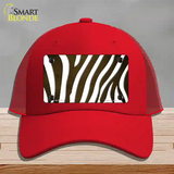 Brown White Zebra Oil Rubbed Novelty License Plate Hat Mesh / Red