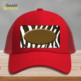 Brown White Zebra Oval Oil Rubbed Novelty License Plate Hat Mesh / Red