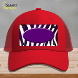 Purple White Zebra Oval Oil Rubbed Novelty License Plate Hat Mesh / Red