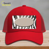 Tan White Zebra Oval Oil Rubbed Novelty License Plate Hat Mesh / Red