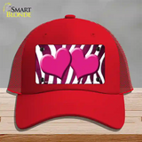 Pink White Zebra Hearts Oil Rubbed Novelty License Plate Hat Mesh / Red