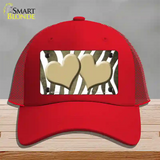 Gold White Zebra Hearts Oil Rubbed Novelty License Plate Hat Mesh / Red