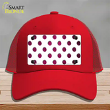 Pink White Dots Oil Rubbed Novelty License Plate Hat Mesh / Red