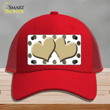 Gold White Dots Hearts Oil Rubbed Novelty License Plate Hat Mesh / Red