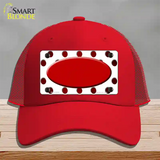 Red White Dots Oval Oil Rubbed Novelty License Plate Hat Mesh / Red