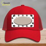 Tan White Dots Oval Oil Rubbed Novelty License Plate Hat Mesh / Red