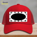 Black White Dots Oval Oil Rubbed Novelty License Plate Hat Mesh / Red