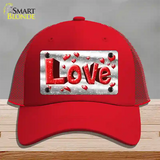 Love Novelty License Plate Hat Mesh / Red