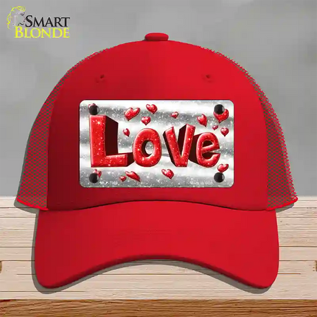 Love Novelty License Plate Hat Mesh / Red