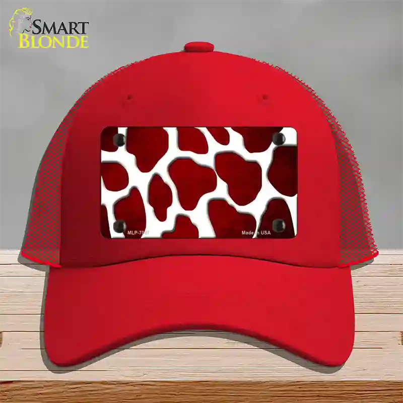 Red White Giraffe Oil Rubbed Novelty License Plate Hat Mesh / Red