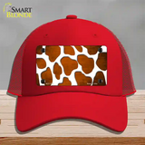 Orange White Giraffe Oil Rubbed Novelty License Plate Hat Mesh / Red