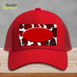 Red White Oval Giraffe Oil Rubbed Novelty License Plate Hat Mesh / Red