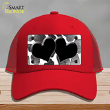 Black White Hearts Giraffe Oil Rubbed Novelty License Plate Hat Mesh / Red