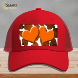 Orange White Hearts Giraffe Oil Rubbed Novelty License Plate Hat Mesh / Red