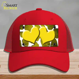 Yellow White Hearts Giraffe Oil Rubbed Novelty License Plate Hat Mesh / Red