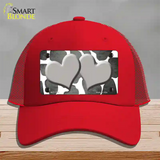 Gray White Hearts Giraffe Oil Rubbed Novelty License Plate Hat Mesh / Red