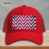 Pink White Chevron Oil Rubbed Novelty License Plate Hat Mesh / Red