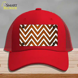 Orange White Chevron Oil Rubbed Novelty License Plate Hat Mesh / Red