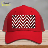 Red White Chevron Oil Rubbed Novelty License Plate Hat Mesh / Red