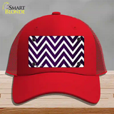 Purple White Chevron Oil Rubbed Novelty License Plate Hat Mesh / Red