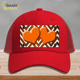 Orange White Hearts Chevron Oil Rubbed Novelty License Plate Hat Mesh / Red