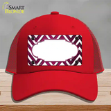 Pink White Chevron Scallop Oil Rubbed Novelty License Plate Hat Mesh / Red