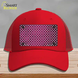 Pink White Quatrefoil Oil Rubbed Novelty License Plate Hat Mesh / Red