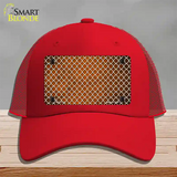 Orange White Quatrefoil Oil Rubbed Novelty License Plate Hat Mesh / Red