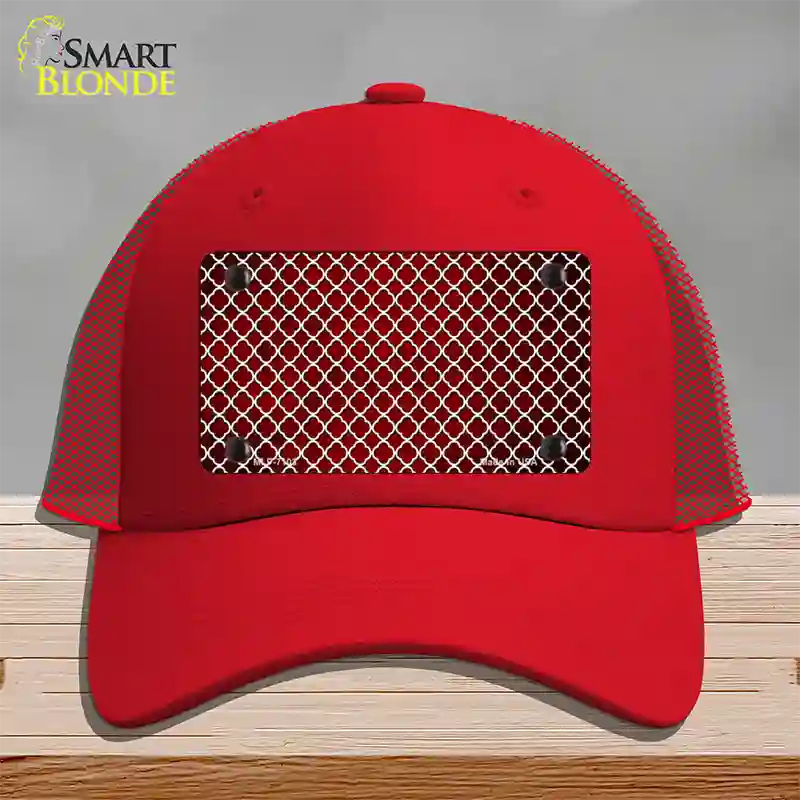 Red White Quatrefoil Oil Rubbed Novelty License Plate Hat Mesh / Red