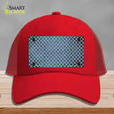 Light Blue White Quatrefoil Oil Rubbed Novelty License Plate Hat Mesh / Red