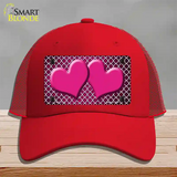 Pink White Quatrefoil Hearts Oil Rubbed Novelty License Plate Hat Mesh / Red