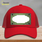 Lime Green White Quatrefoil Scallop Oil Rubbed Novelty License Plate Hat Mesh / Red