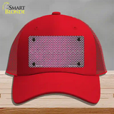 Pink White Small Chevron Oil Rubbed Novelty License Plate Hat Mesh / Red