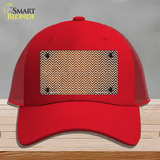 Orange White Small Chevron Oil Rubbed Novelty License Plate Hat Mesh / Red