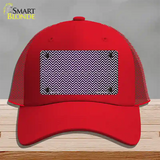 Purple White Small Chevron Oil Rubbed Novelty License Plate Hat Mesh / Red