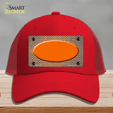 Orange White Small Chevron Oval Oil Rubbed Novelty License Plate Hat Mesh / Red