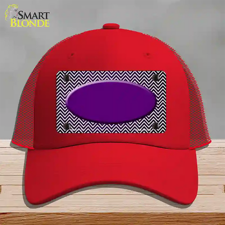 Purple White Small Chevron Oval Oil Rubbed Novelty License Plate Hat Mesh / Red