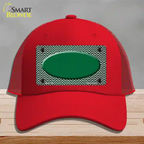 Green White Small Chevron Oval Oil Rubbed Novelty License Plate Hat Mesh / Red