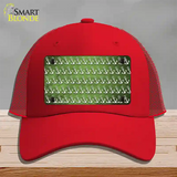 Lime Green White Anchor Oil Rubbed Novelty License Plate Hat Mesh / Red