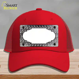 Black White Anchor Scallop Oil Rubbed Novelty License Plate Hat Mesh / Red